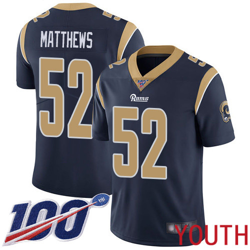 Los Angeles Rams Limited Navy Blue Youth Clay Matthews Home Jersey NFL Football #52 100th Season Vapor Untouchable->women nfl jersey->Women Jersey